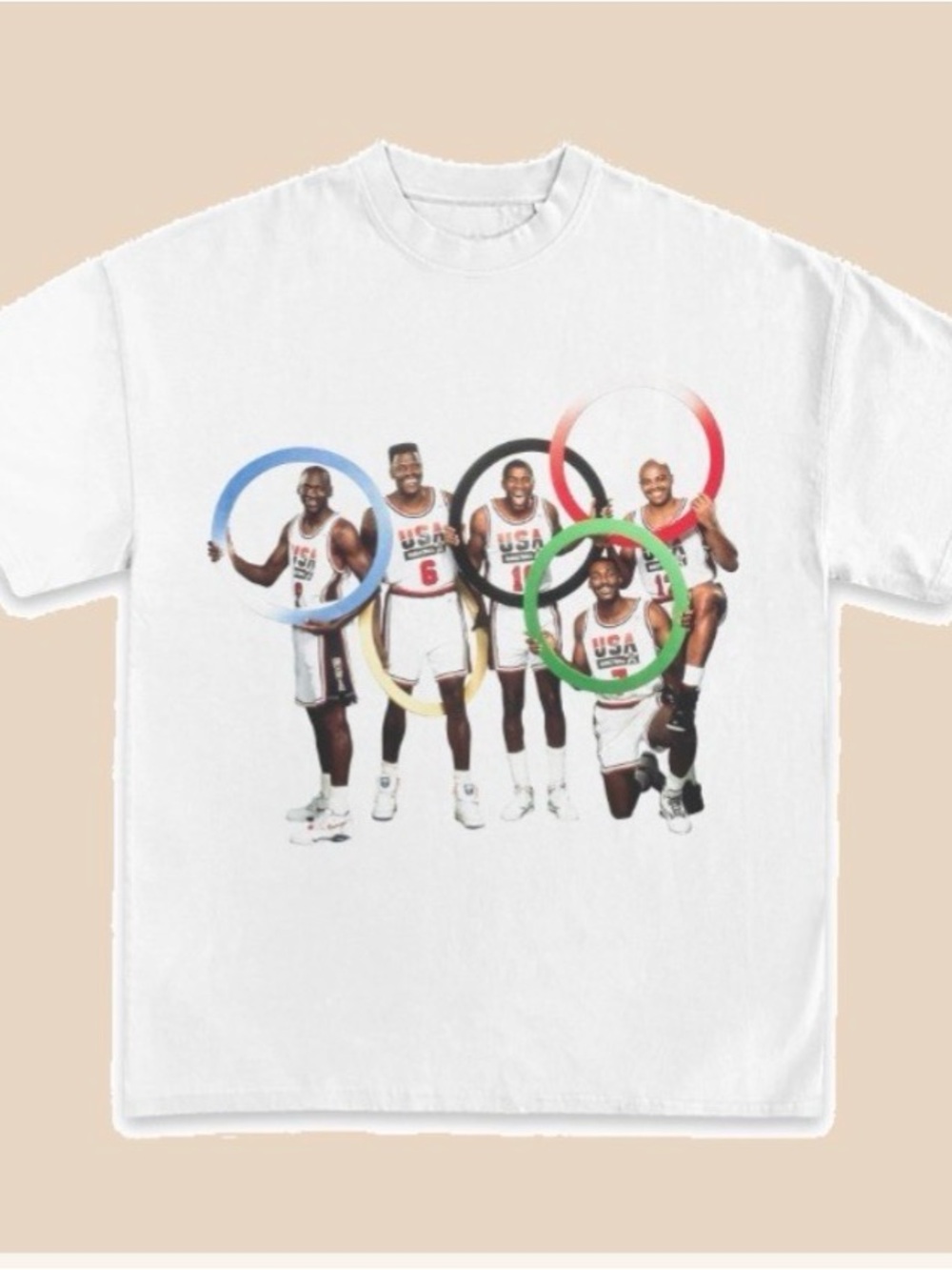 NWT ICY Brand Men's USA Olympic Basketball Graphic Short Sleeve Tee - White